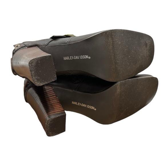 Harley-Davidson Shanna 7-Inch Dark Brown Leather Back Lace High Heel Boots - Picture 9 of 14